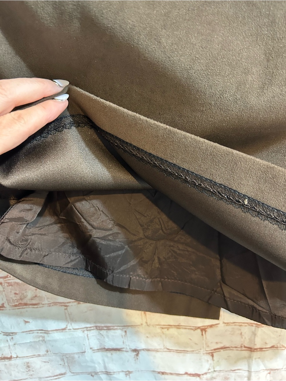 J. McLaughlin Brown Faux Suede Stitch Detail Coastal Cowgirl Chic Mini Skirt - Picture 7 of 10